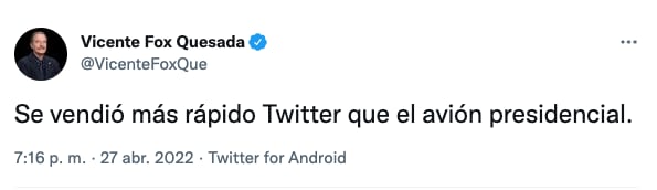 Vicente Fox se burla de la venta del avión presidencial