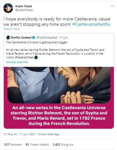 Netflix anunció que realizará una nueva serie animada de Castlevania