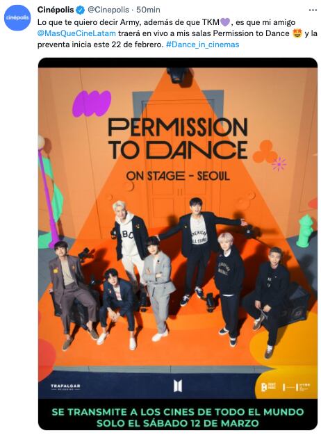 Cinépolis, BTS ‘Permission To Dance’.