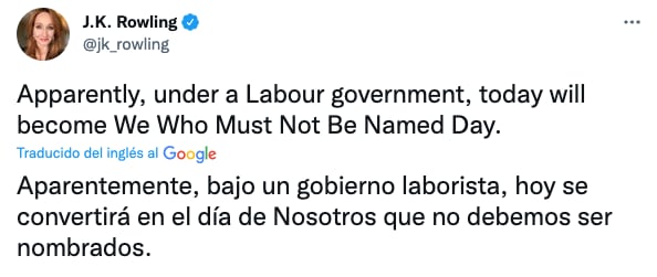 Tuit de J. K. Rowling