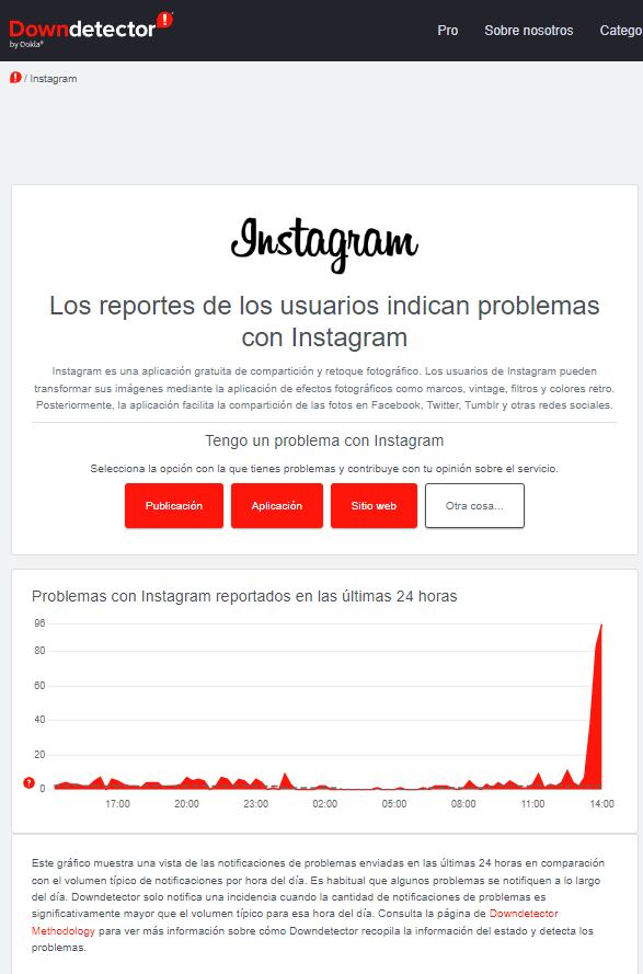 Caída de Instagram hoy 24 de mayo