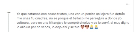 Tweet: Perro prefirió pasar hambre a comer chorizo.