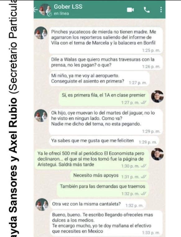 Chats exhiben que Layda Sansores habría pagado a medios para promover el Martes del Jaguar