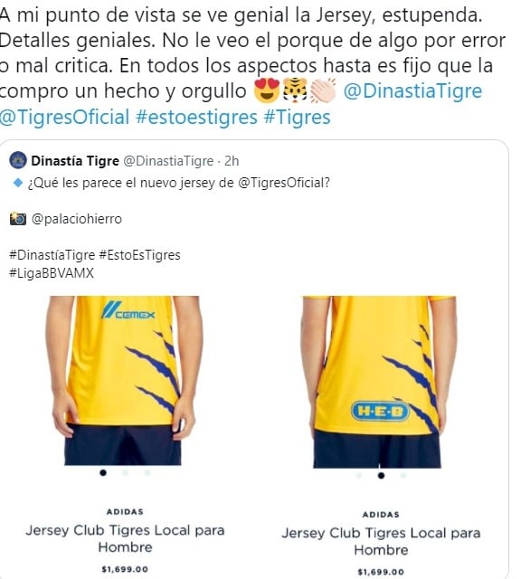 Comentarios positivos a la nueva playera de Tigres