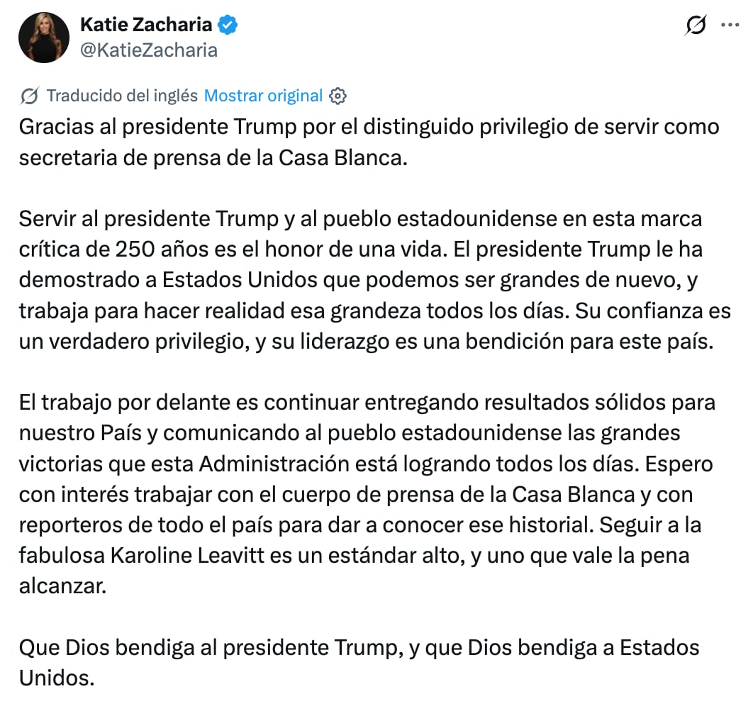 Kathie Zacharia agradece nombramiento a Donald Trump