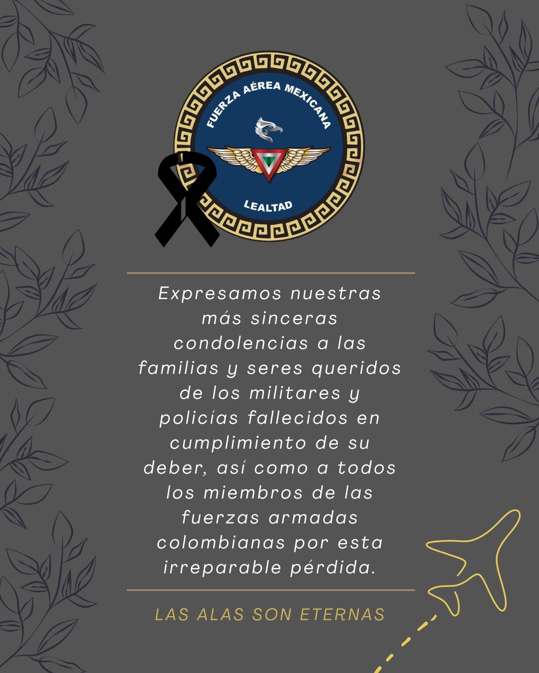 Fuerza Aérea Mexicana se solidariza por tragedia aérea en Putumayo