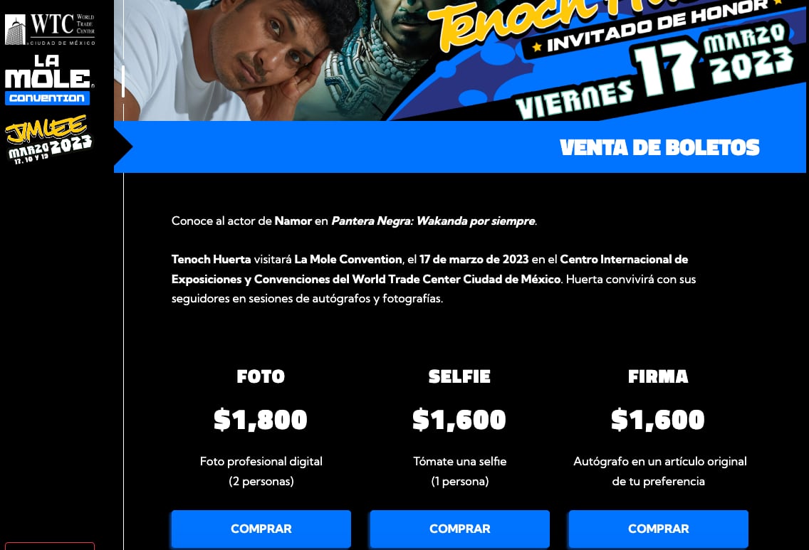 Estos son los precios de los boletos para ver a Tenoch Huerta en La Mole