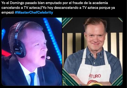 Meme de Arturo López Gavito en MasterChef Celebrity México.
