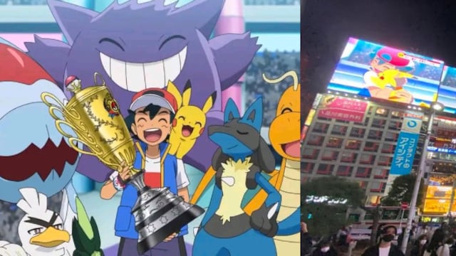 Ash Ketchum y su victoria paralizan la ciudad de Shibuya, Japón