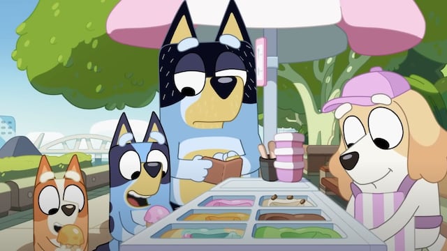 Bluey y Bingo en el carrito de helados