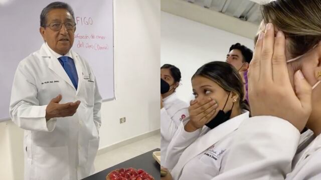 Maestro diabético con pastel de cumpleaños