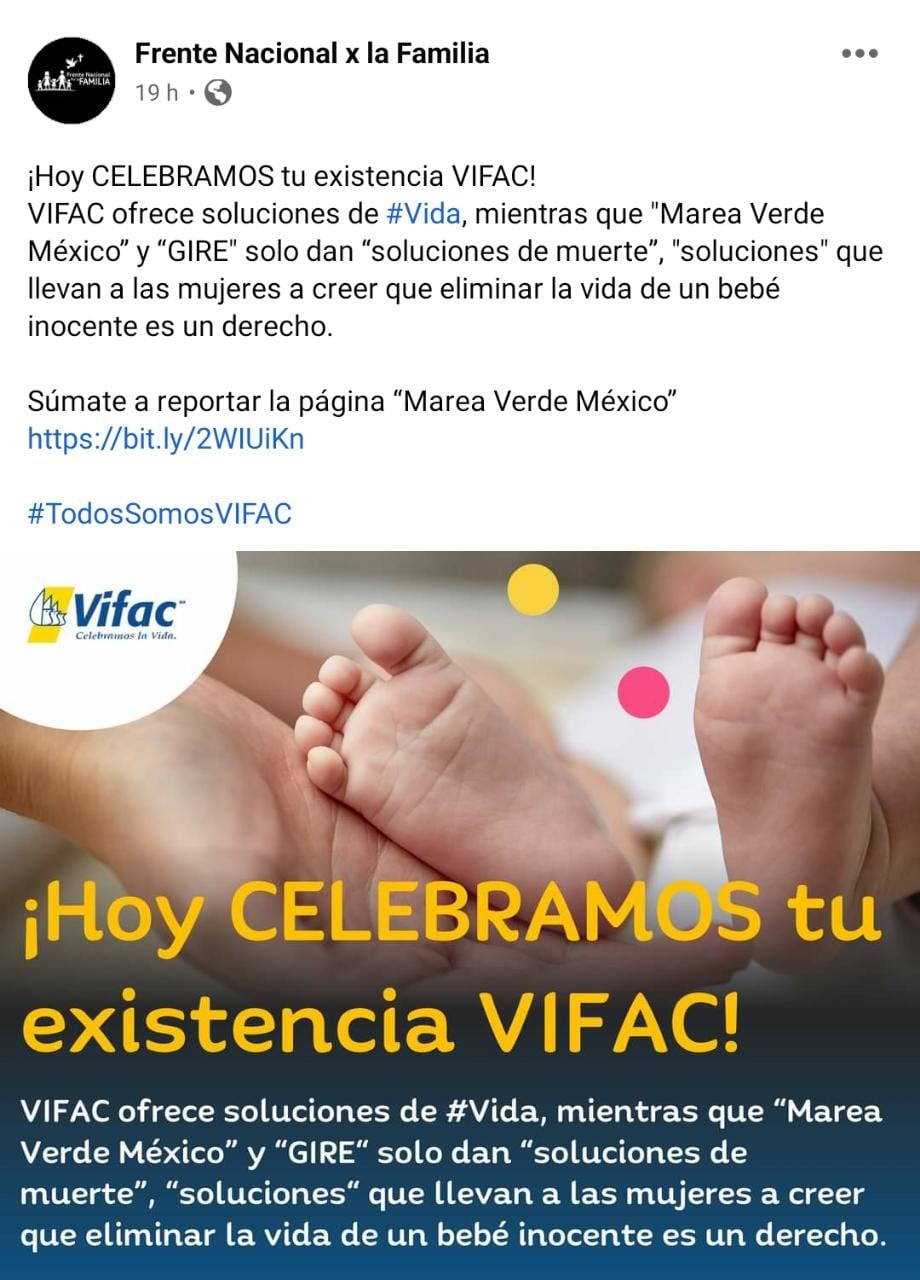 Publicación del Frente Nacional por la Familia