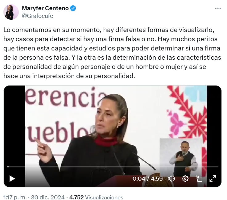 Maryfer Centeno responde a Claudia Sheinbaum