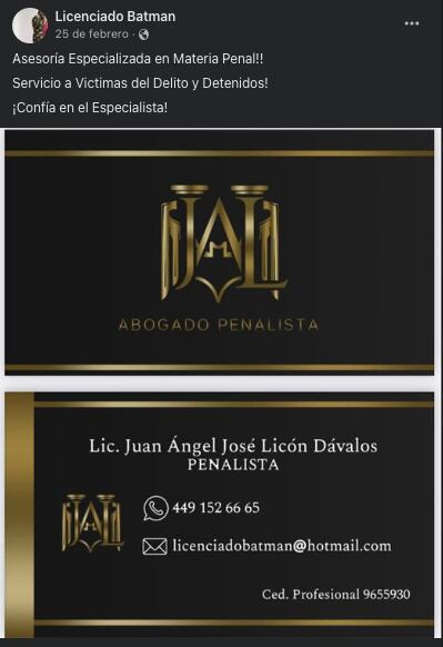 Tarjeta de presentación Licenciado Batman
