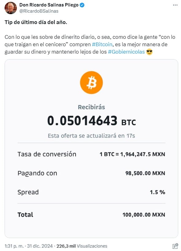 Ricardo Salinas Pliego recomienda no comprar acciones de Elektra