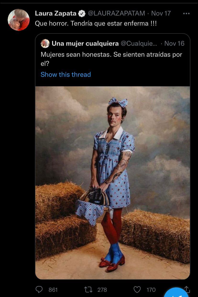 Harry Styles, tweet Laura Zapata