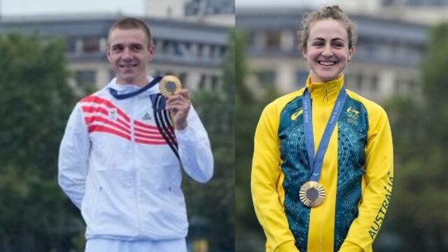 Remco Evenepoel y Grace Brown