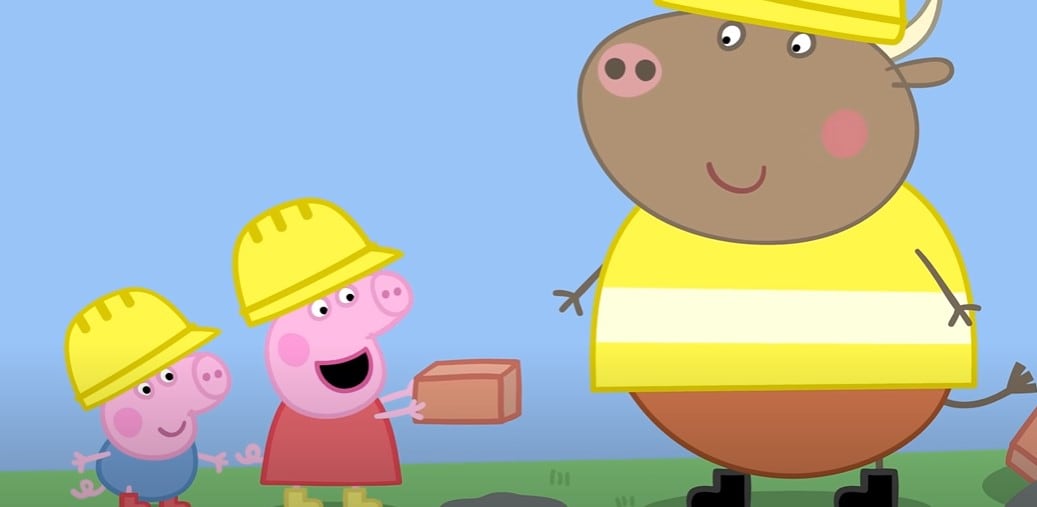 Peppa Pig aprende de automóviles y construcción