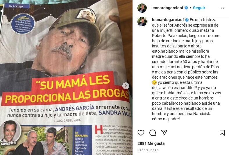 Leonardo García arremete contra Andrés García