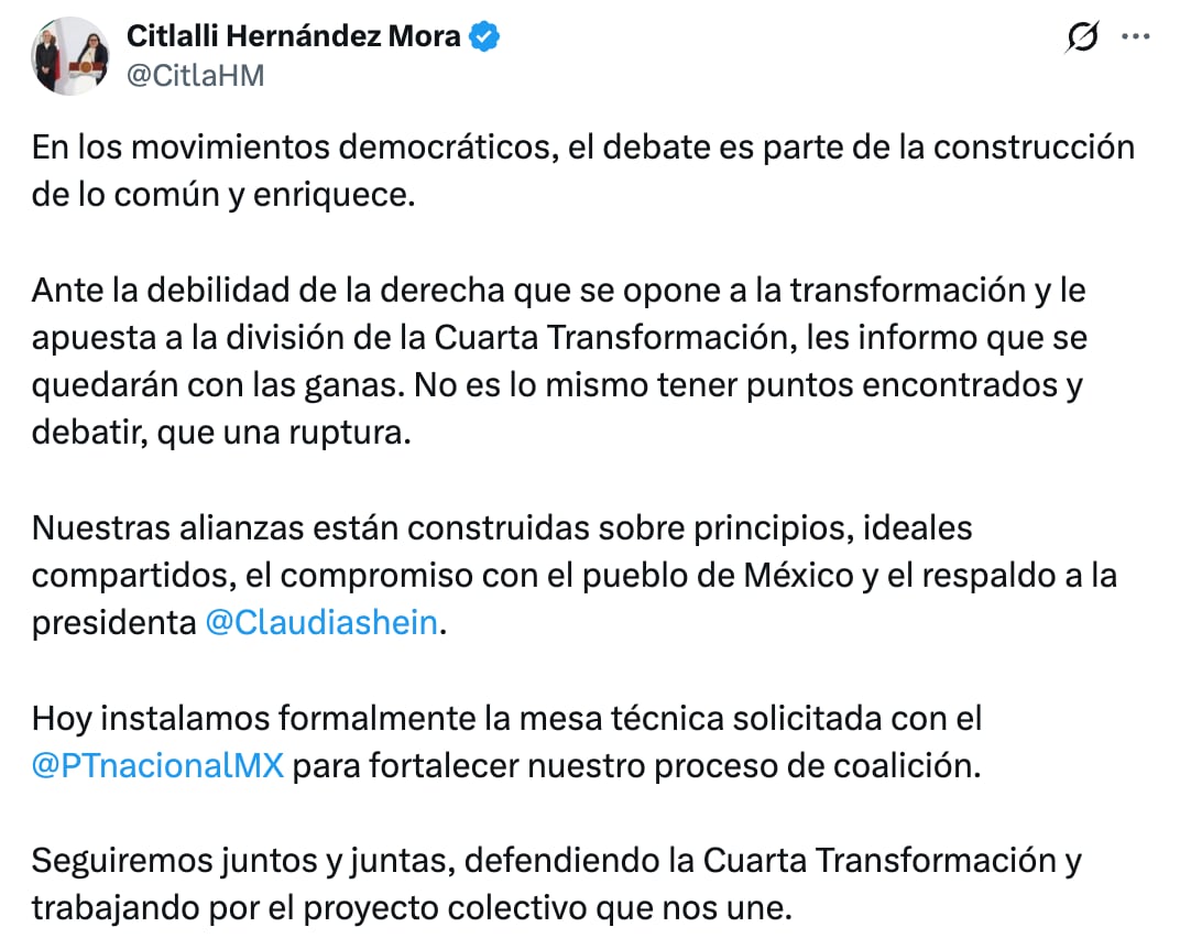 Morena abre diálogo con el PT ante tensiones