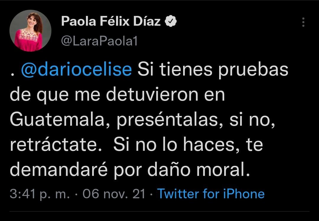 Paola Félix Díaz desmiente detención en Guatemala