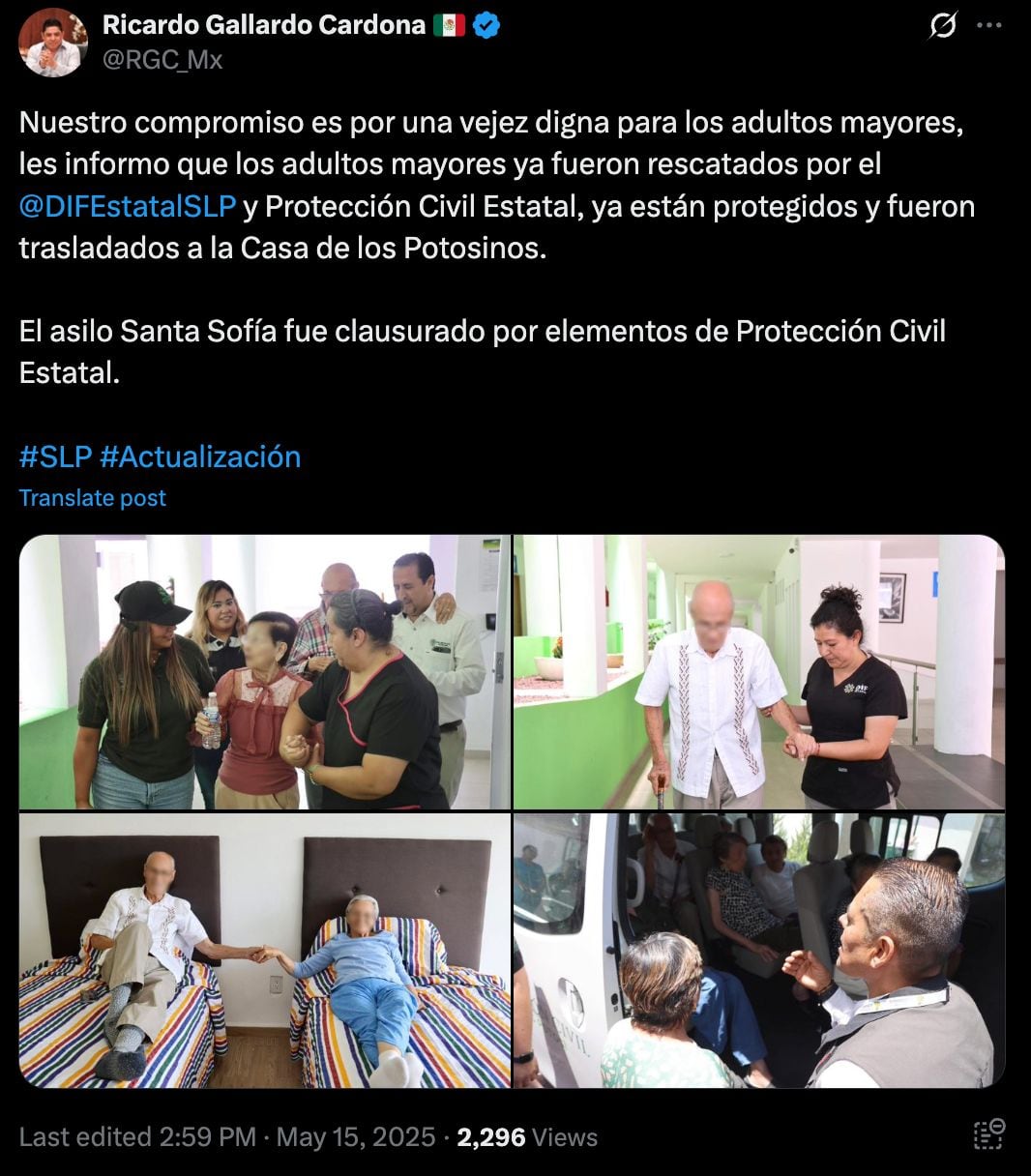 Clausuran asilo Santa Sofía en San Luis Potosí.