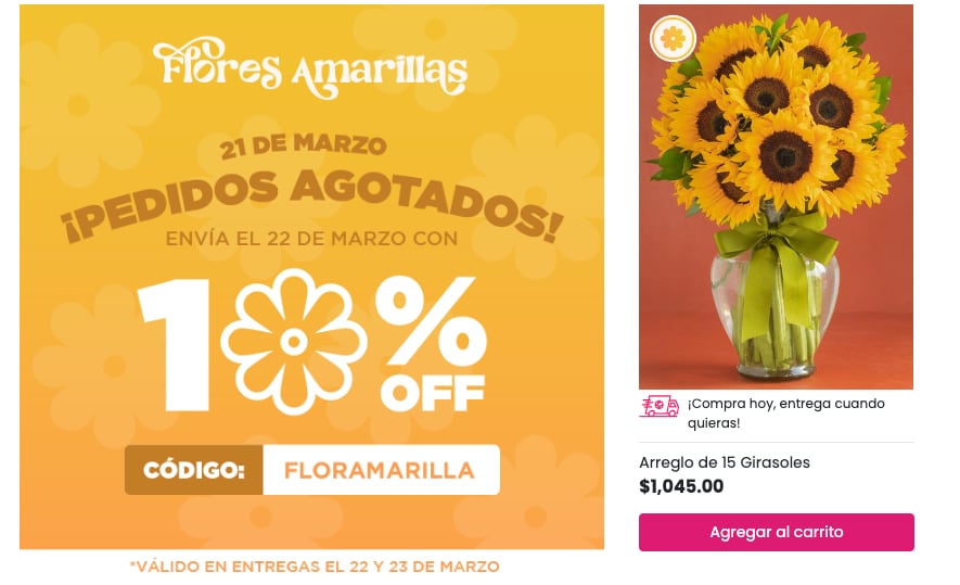 Precio de las flores amarillas en Envía Flores