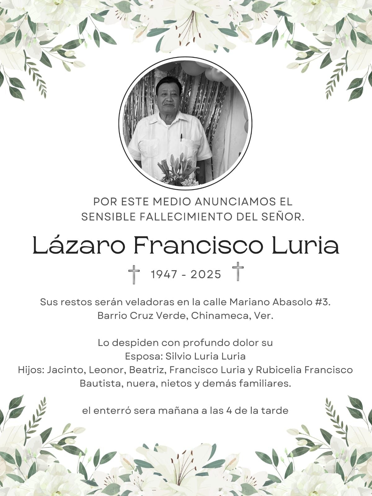 Lázaro Francisco Luria, exalcalde de Chinameca secuestrado, fue hallado sin vida