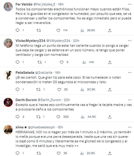 Reacciones sobre si sirve meter el iPhone al congelador