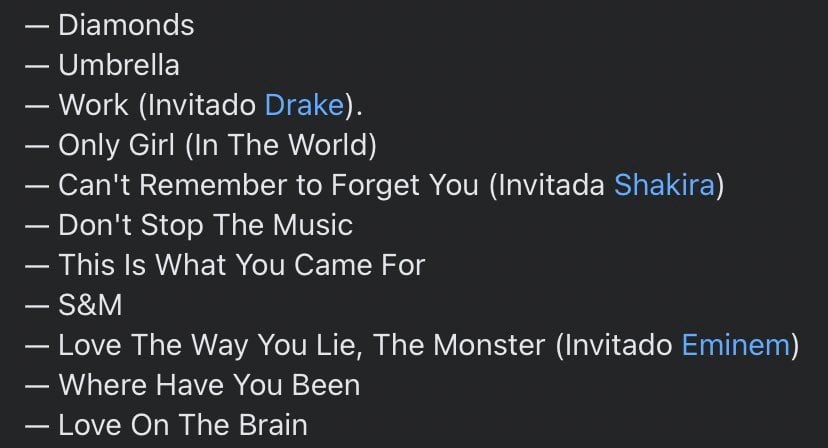 Posible setlist de Rihanna en el Super Bowl LVII