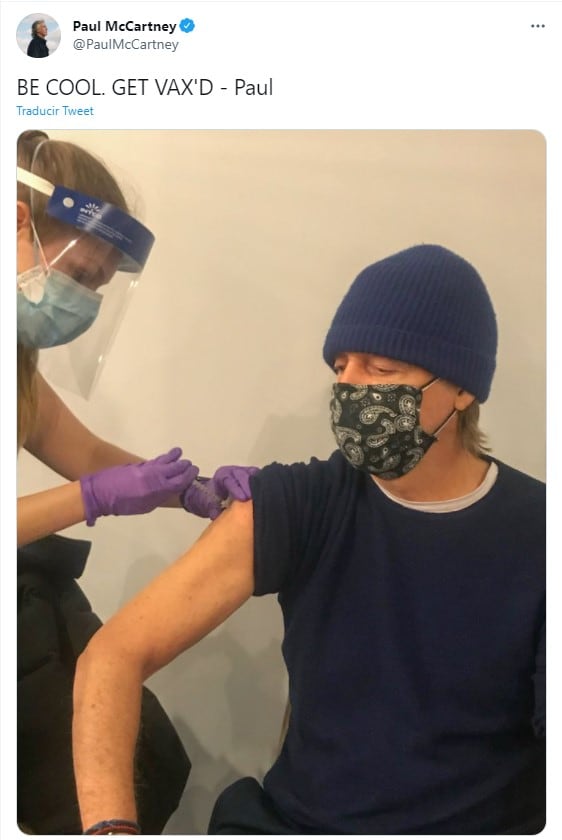 Paul McCartney recibe la vacuna anti Covid-19