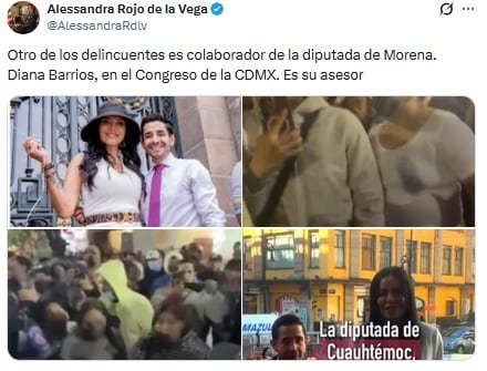 Alessandra Rojo de la Vega exhibe a agresor cercano a Diana Sánchez Barrios.