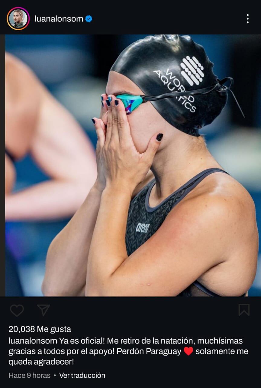 Luana Alonso confirma retiro profesional.