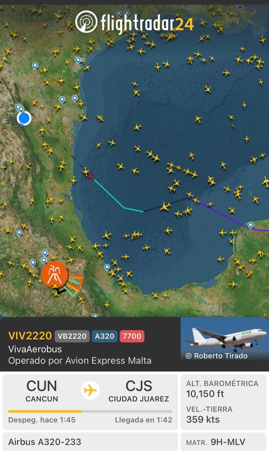 Vuelo 2220 de Viva Aerobús en emergencia