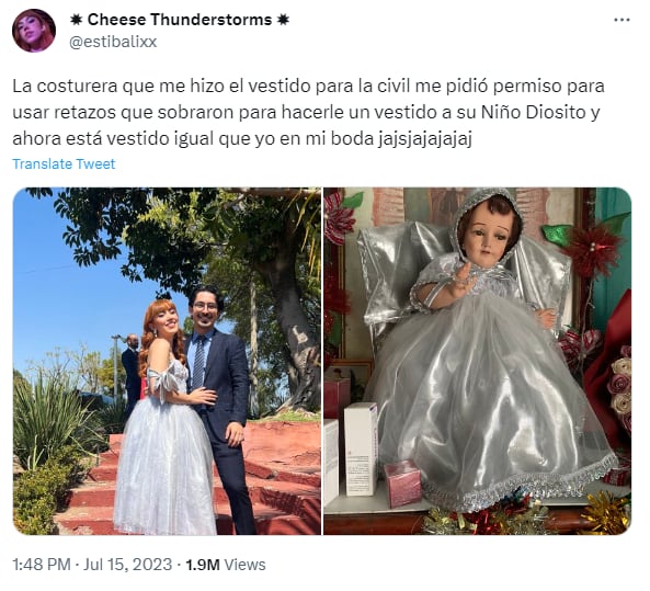 Usó el mismo vestido de boda que un niño Dios