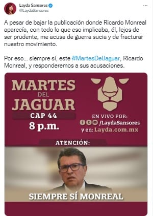 Tuit de Layda Sansores