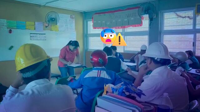 Alumnos de telesecundaria de la SEP en Jojutla usan cascos por riesgo de colapso