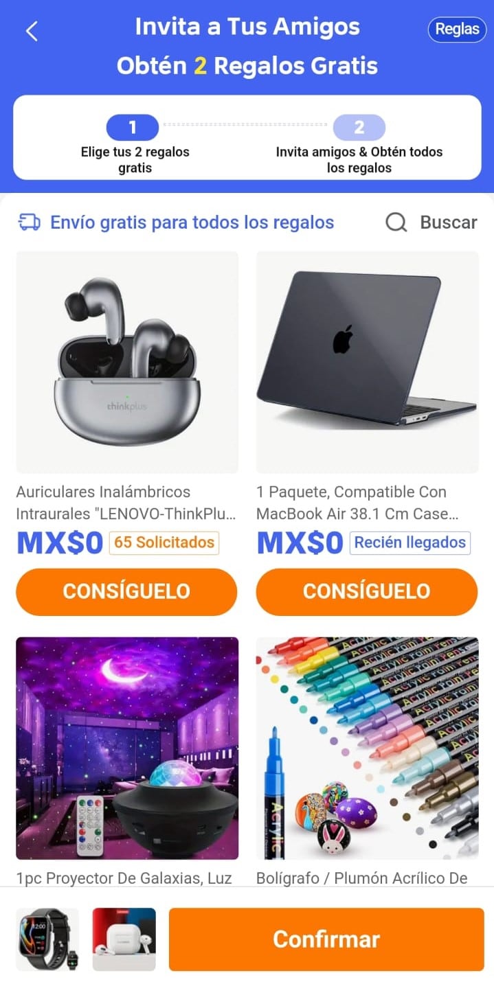 Regalos de gratis de Temu