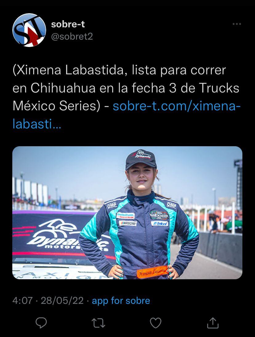 Ximena Labastida competirá en El Dorado Speedway este sábado 5 de junio.