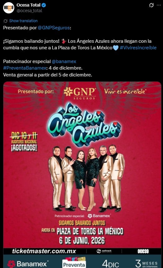 Los Ángeles Azules en CDMX 2026