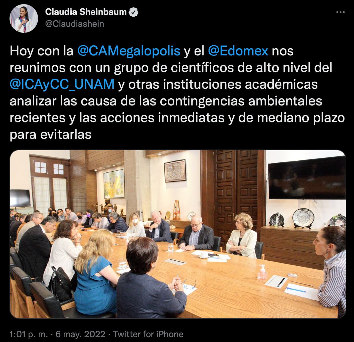 Claudia Sheinbaum se reúne con la CAMe y expertos para resolver contingencia ambiental
