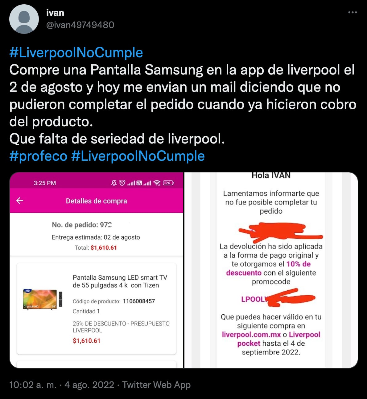 Con memes, se burlan de que "Liverpool no cumple" por cancelar pedidos de pantallas led en mil 600 pesos