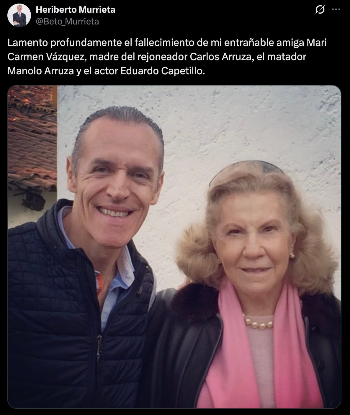 El periodista Heriberto Murrieta confirmó la muerte de María del Carmen Vázquez Alcaide