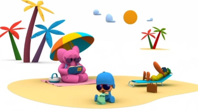 Pocoyó disfruta de la playa en verano