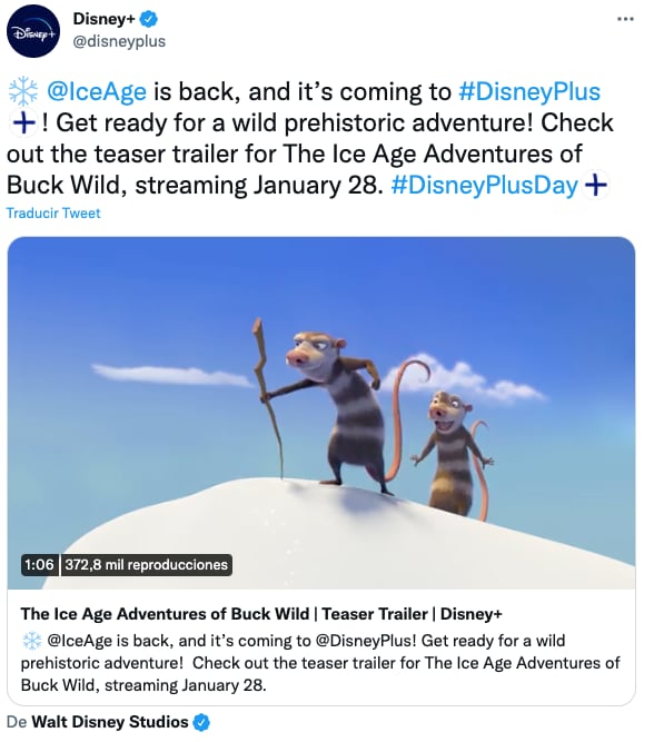 Anuncio de la nueva película de 'La Era de Hielo' en Disney+