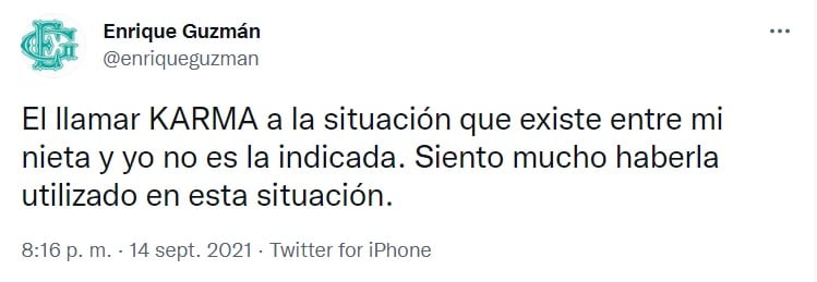 Enrique Guzmán se disculpa