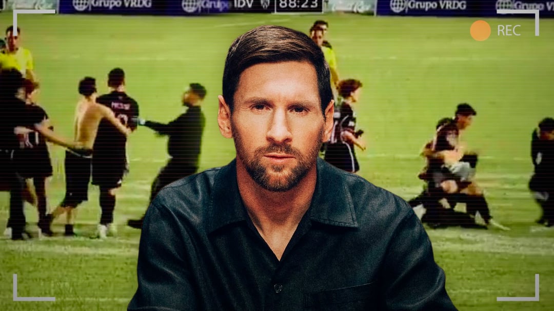 Messi es derribado por seguridad durante invasión de cancha