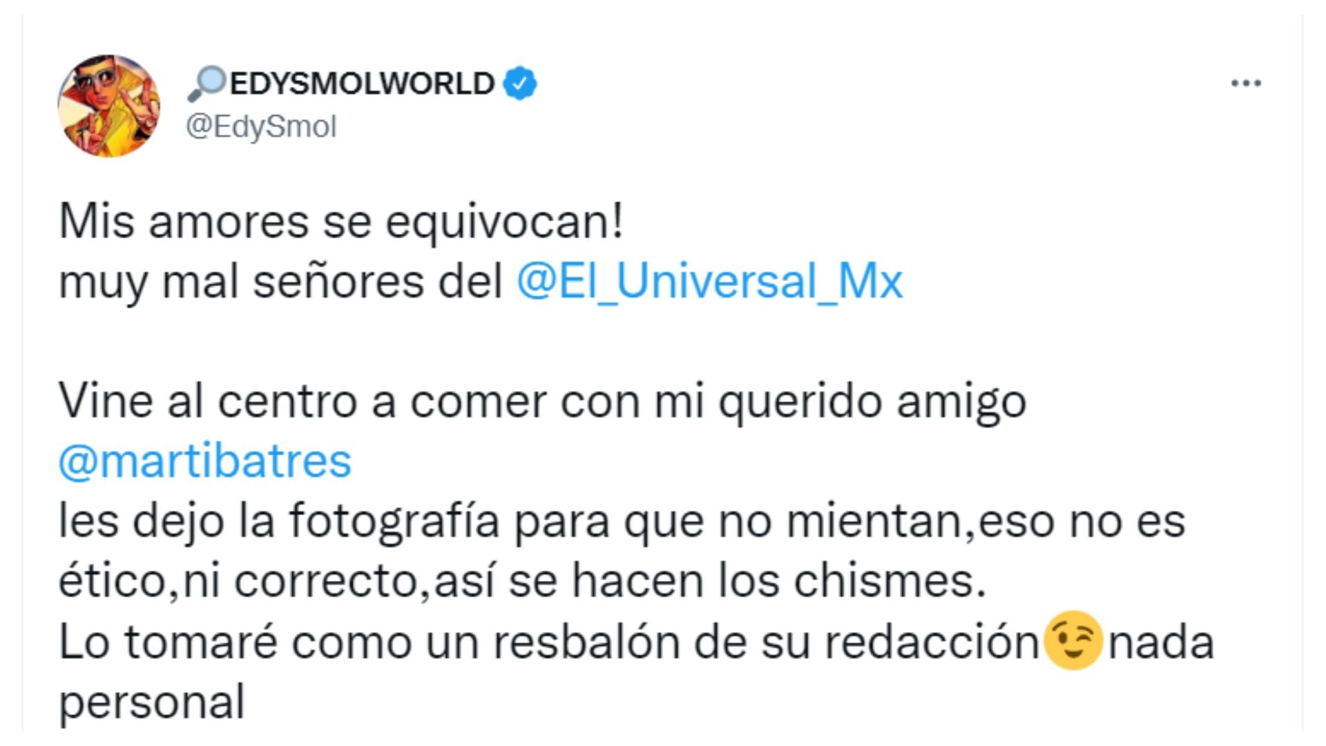 Edy Smol aclara por qué fue visto en el centro