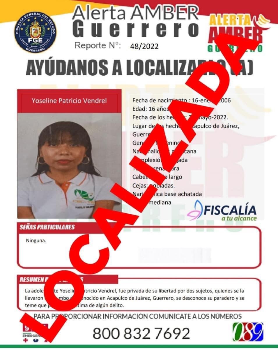 Localizan con vida a Yoseline Patricio la menor secuestrada en Acapulco