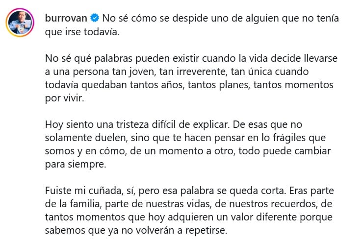 Burro Van Rankin despide a Ana Lucía Bleizeffer: "No tenía que irse todavía"